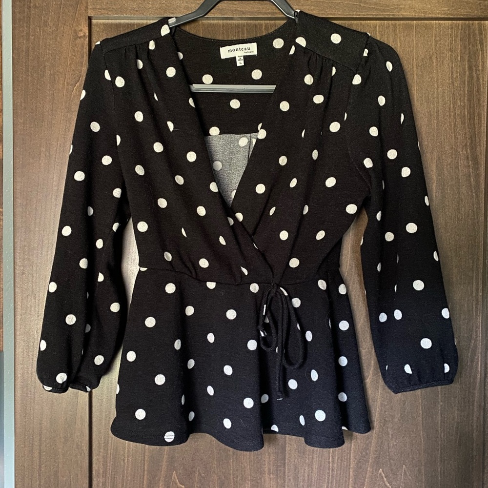 Black polka dot Peplum sweater